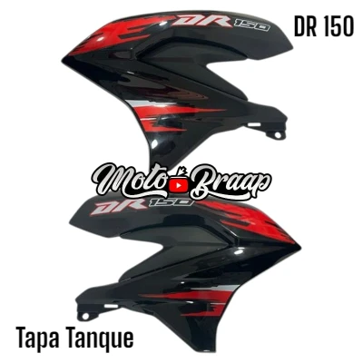 PL DR 150 Tapa tanque negra con calcomanias rojas (par) IMTAL268 OKL