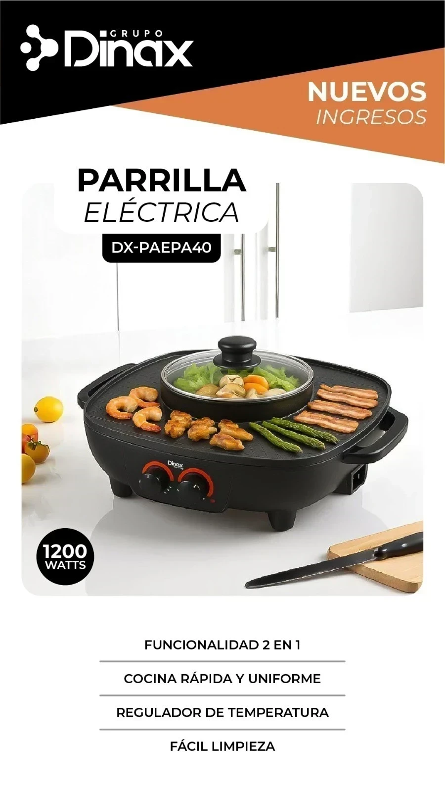 PARRILLA ELECTRICA CON OLLA DINAX