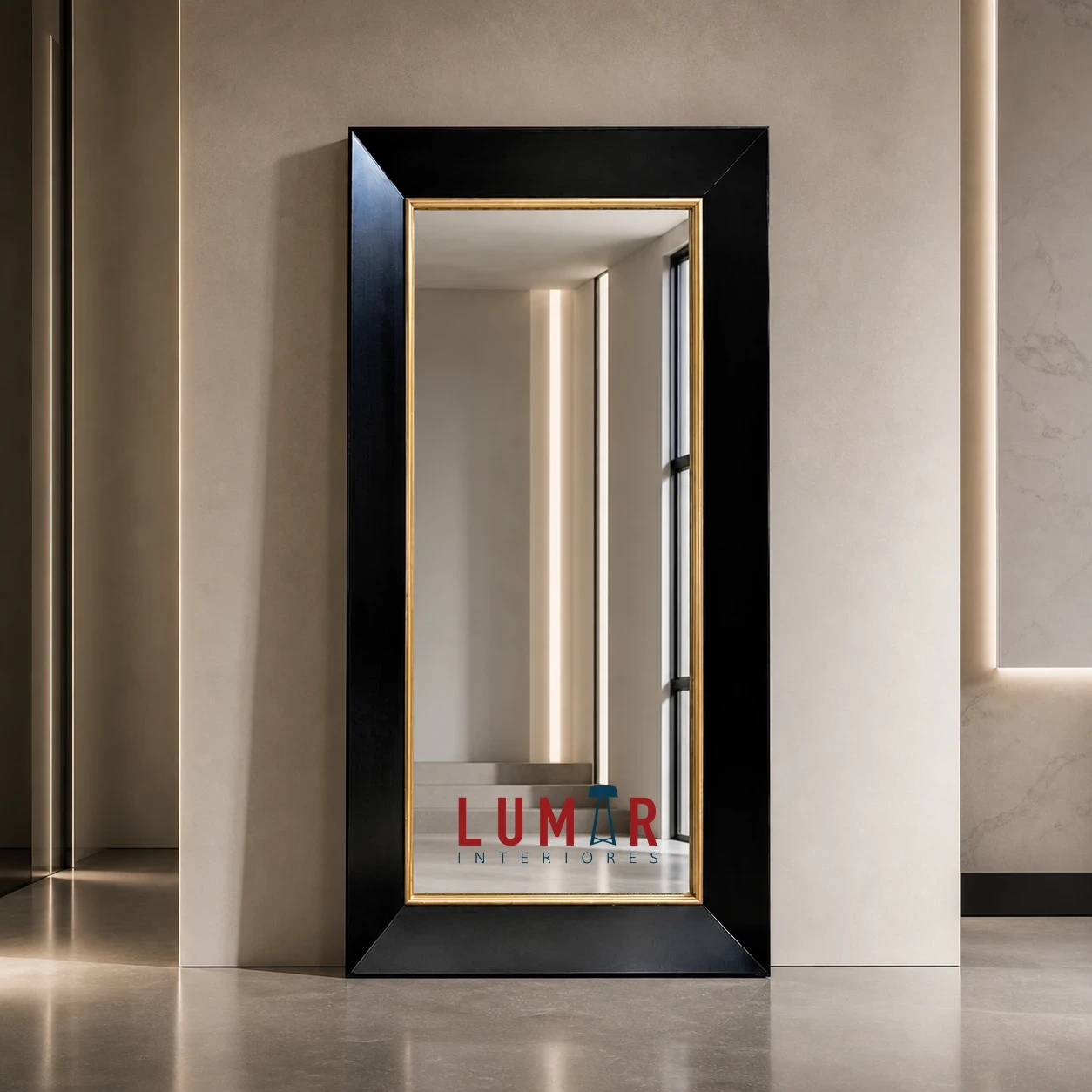Espejo TURQUESA 2x1m Negro Filo ORO