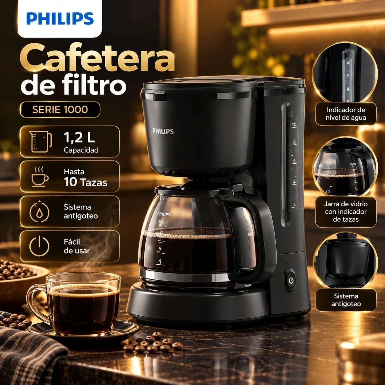 CAFETERA PHILIPS SERIE 1000 *CONSULTAR DISPONIBILIDAD CON EL VENDEDOR*