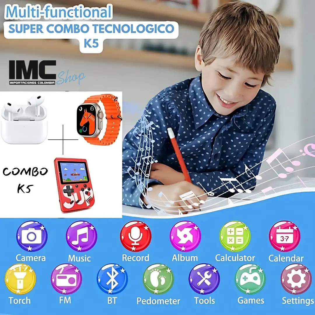 COMBO RELOJ SMARTWATCH + AURICULARES INALAMBRICOS + CONSOLA 3