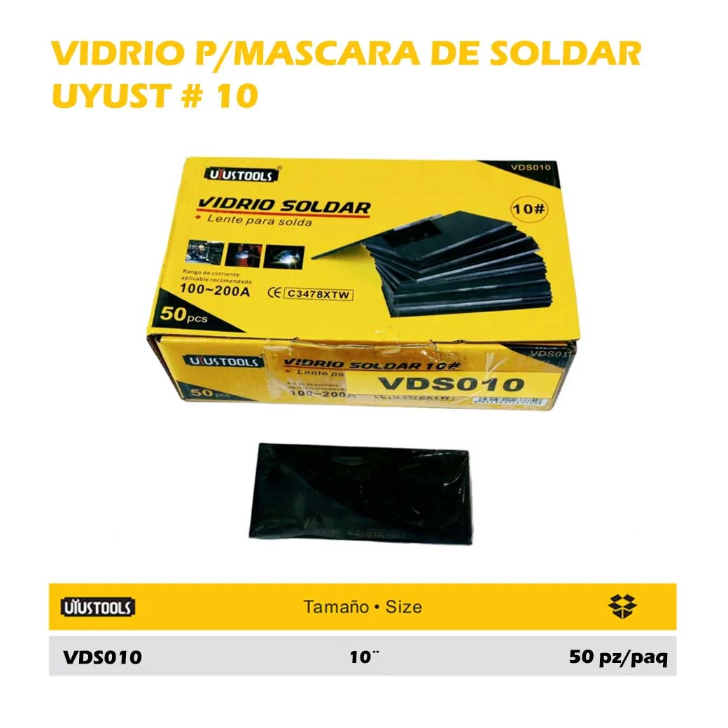 VIDRIO P/Mascara de soldar UYUST # 10 100-200A