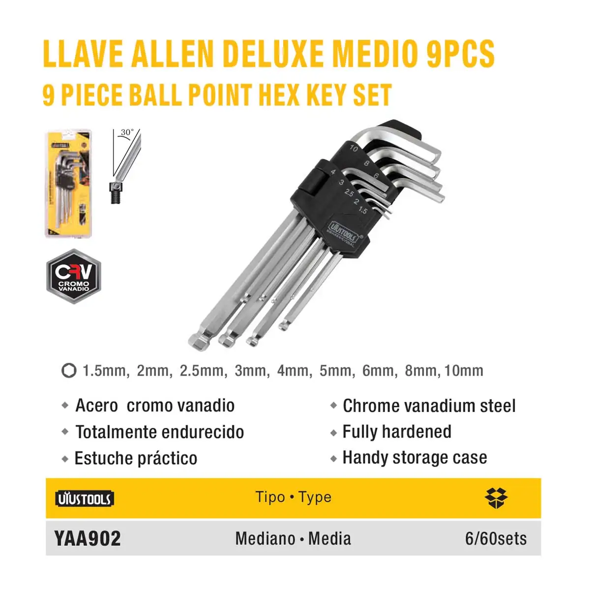 SET LLAVES ALLEN UYUST MEDIANO de 9 PZ
