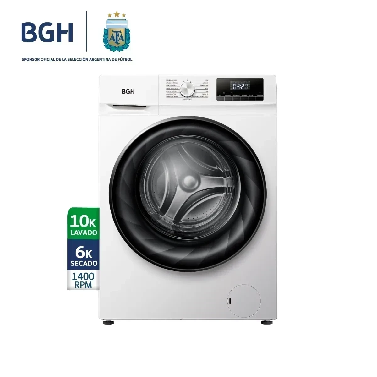 LAVASECARROPAS BGH 10KG/6KG INVERTER BLANCO