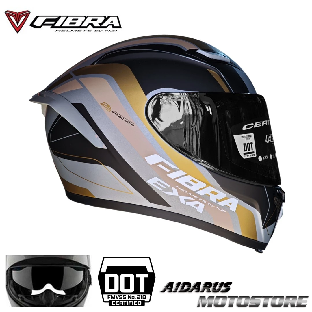 CASCO FIBRA EXA DUO NEGRO DORADO MATE