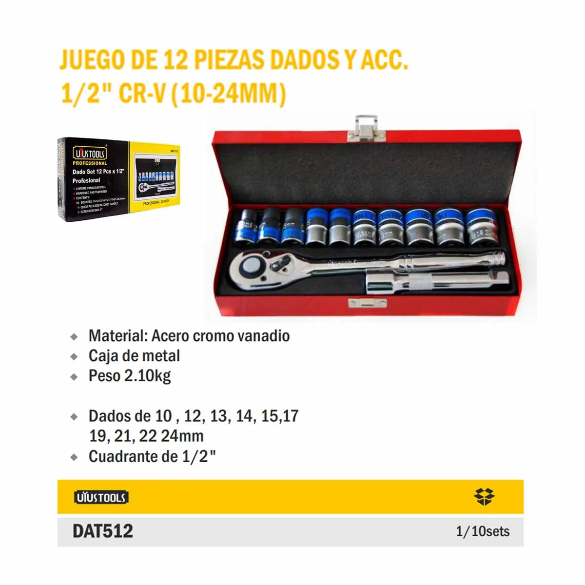 MALETA DADOS UYUST 1/2 12 PZ