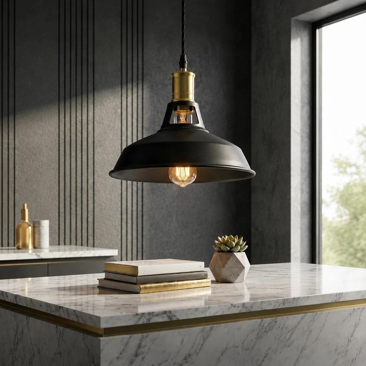 LAMPARA COLGANTE INDUSTRIAL ONYX NEGRA 1L E27 2