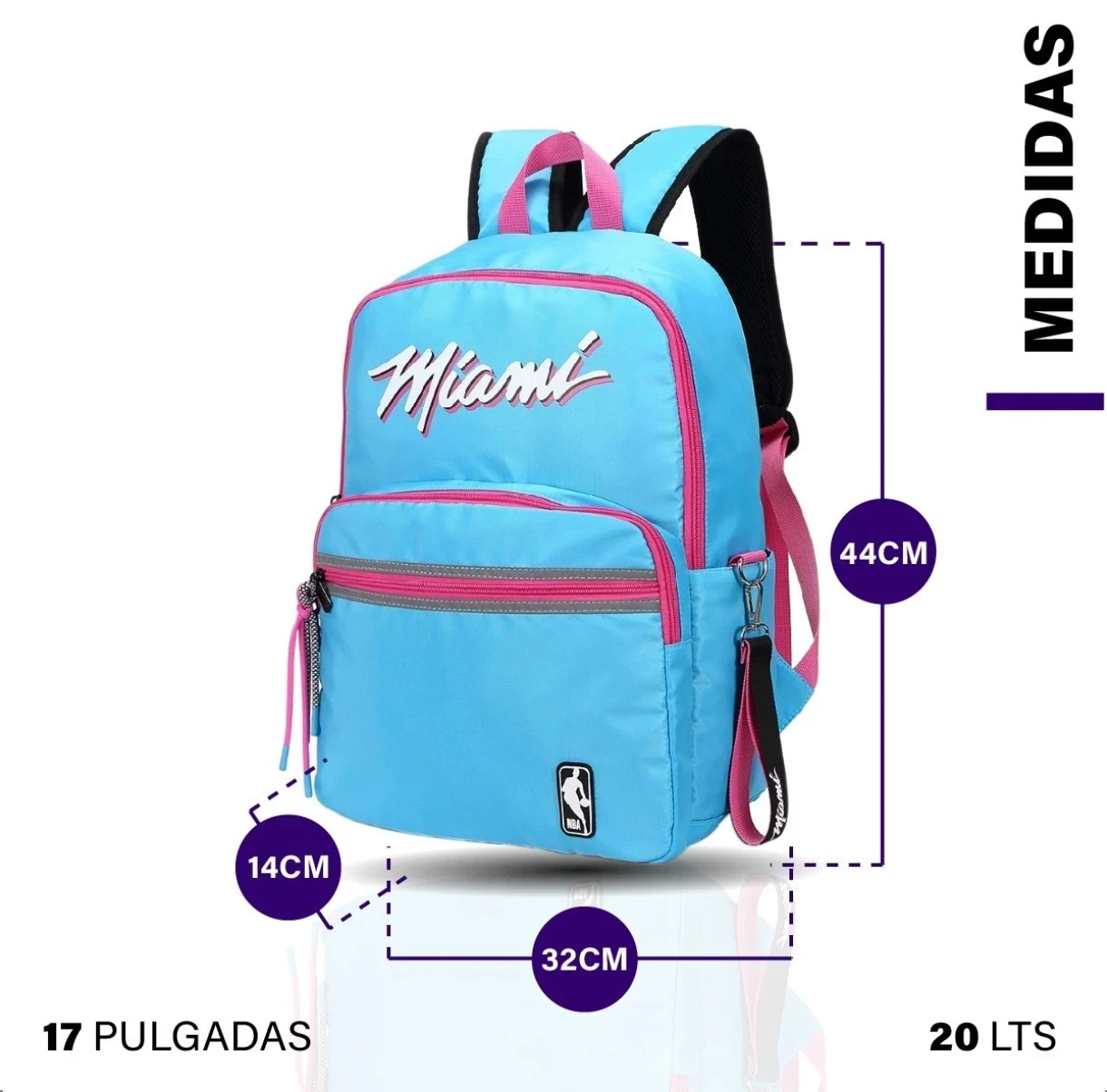 Mochila NBA MIAMI turqueza  3