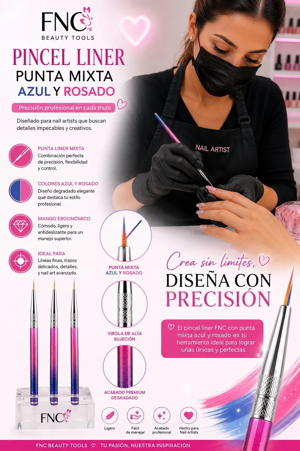 fnc set x3 pincel lainer azul y rosado.jfif