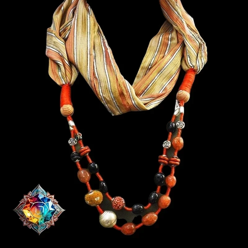 Extraordinario collar bufanda de onix y agatas 2