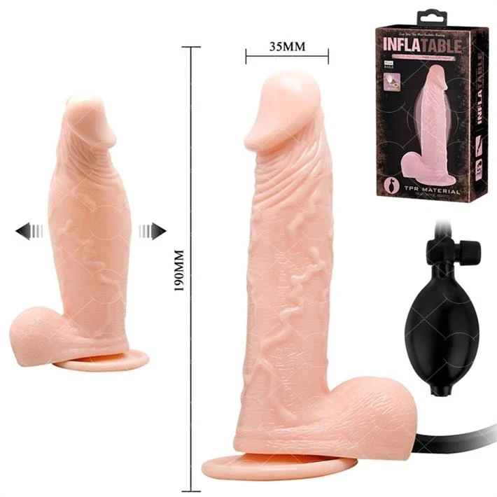Dildo inflable con base de sopapa