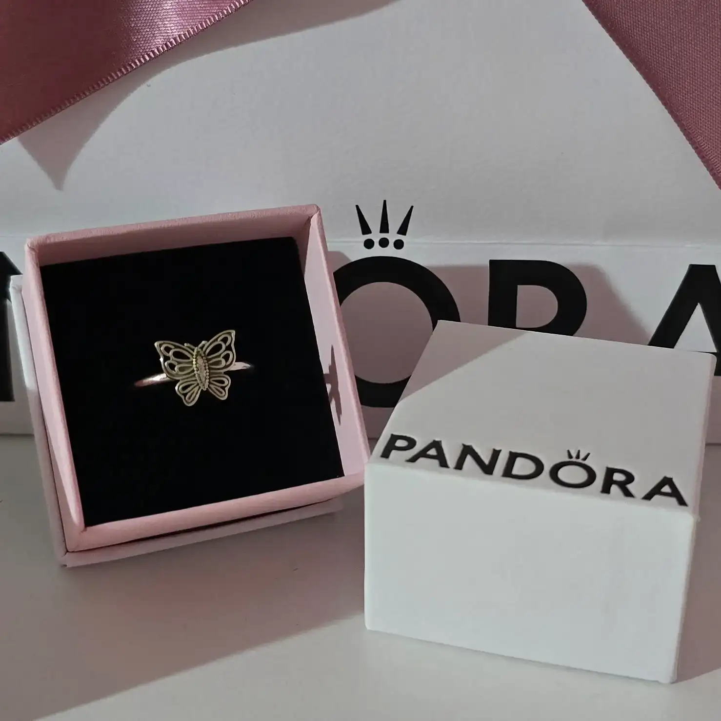 Pandora Silver & Zirconia Vintage Butterfly Ring