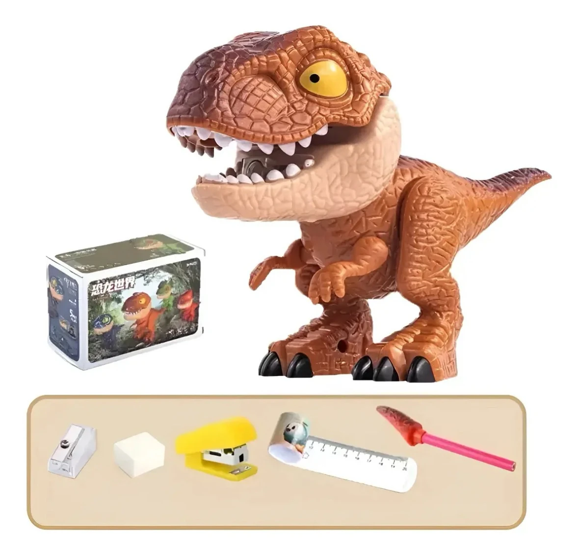 🦖 Set de Papelería Multifuncional Dinosaurio T-Rex 5 en 1