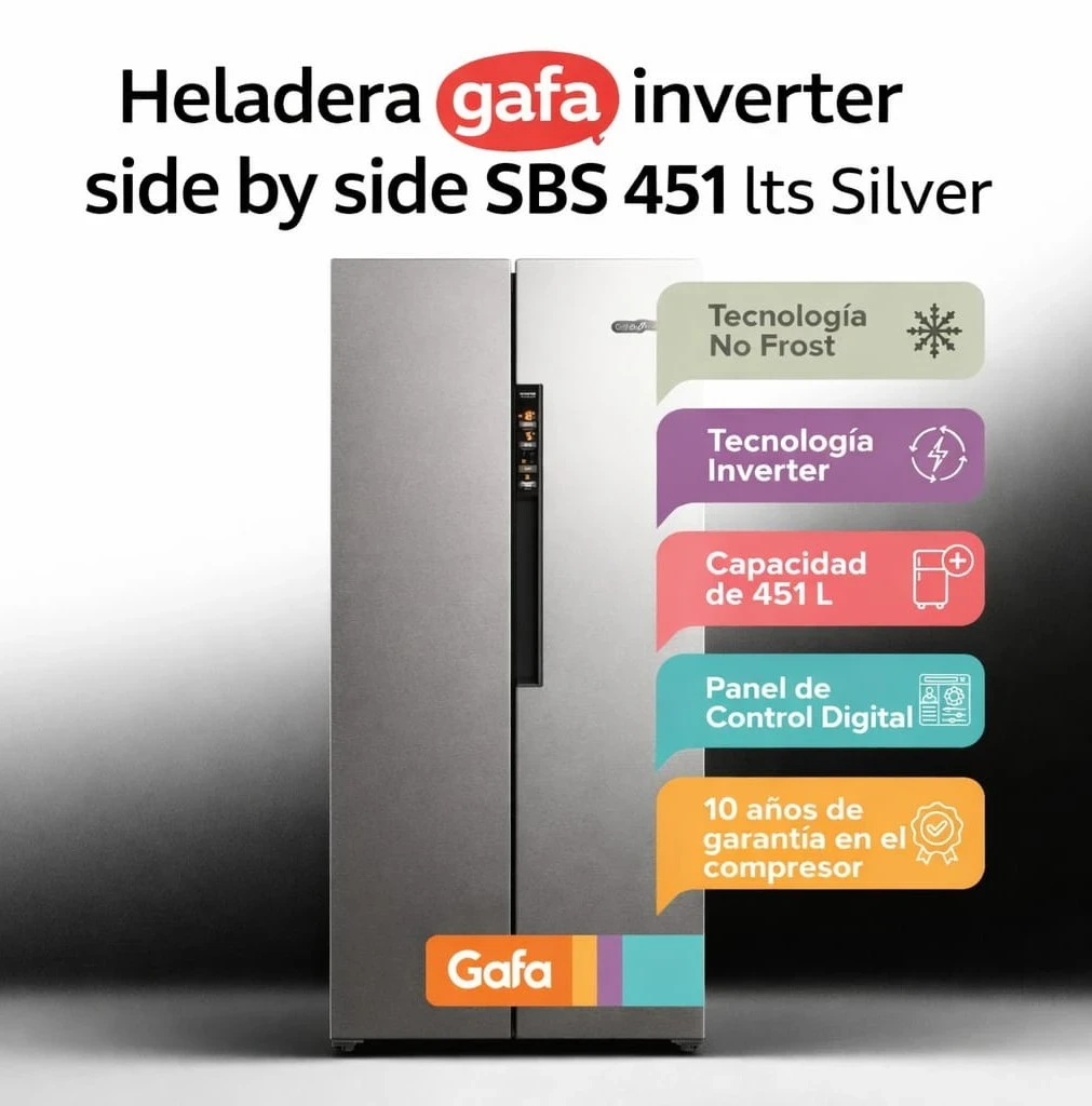 HELADERA SIDE BY SIDE GAFA 451 LTS INVERTER *