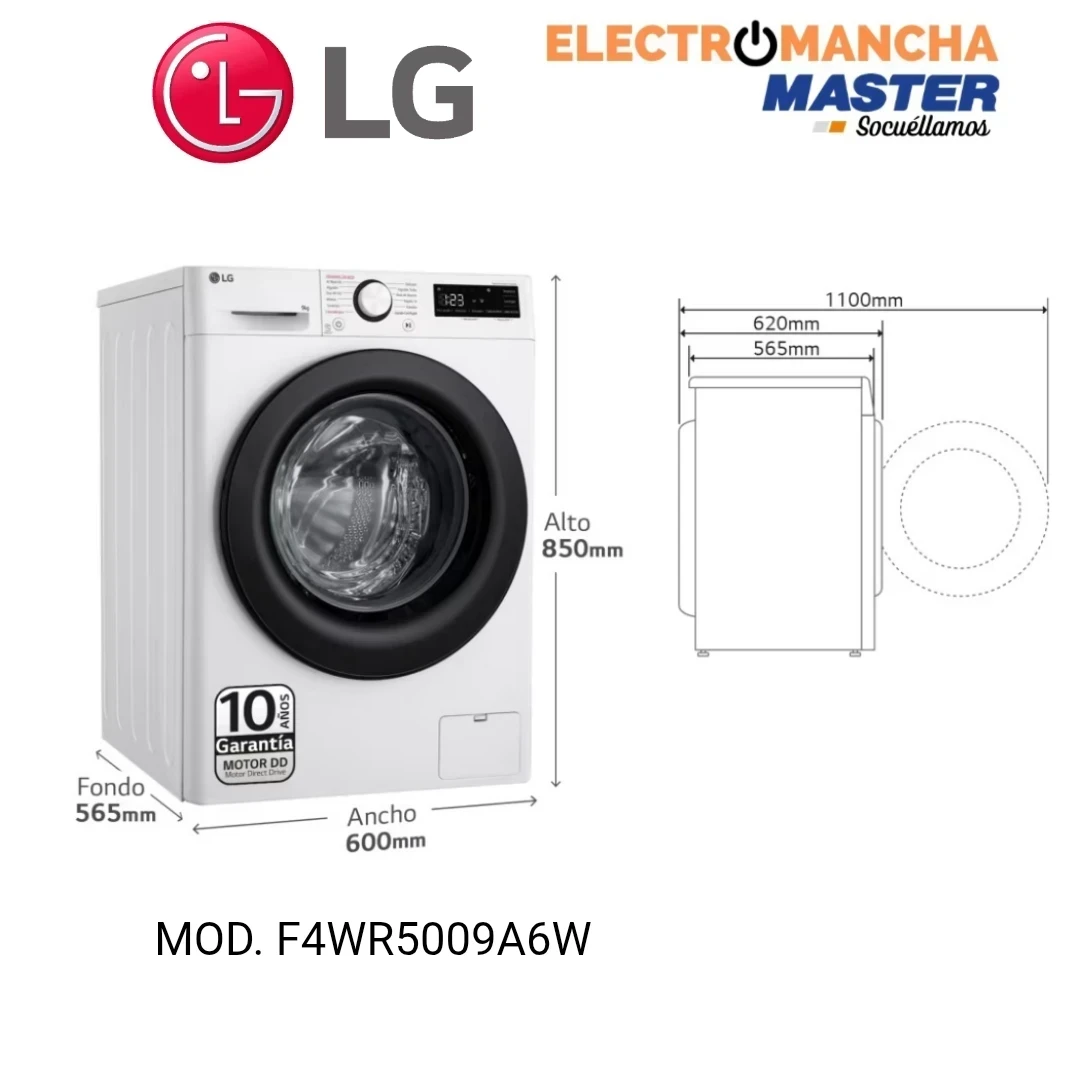 LAVADORA LG F4WR5009A6W 9 KILOS 1400 RPM A 3