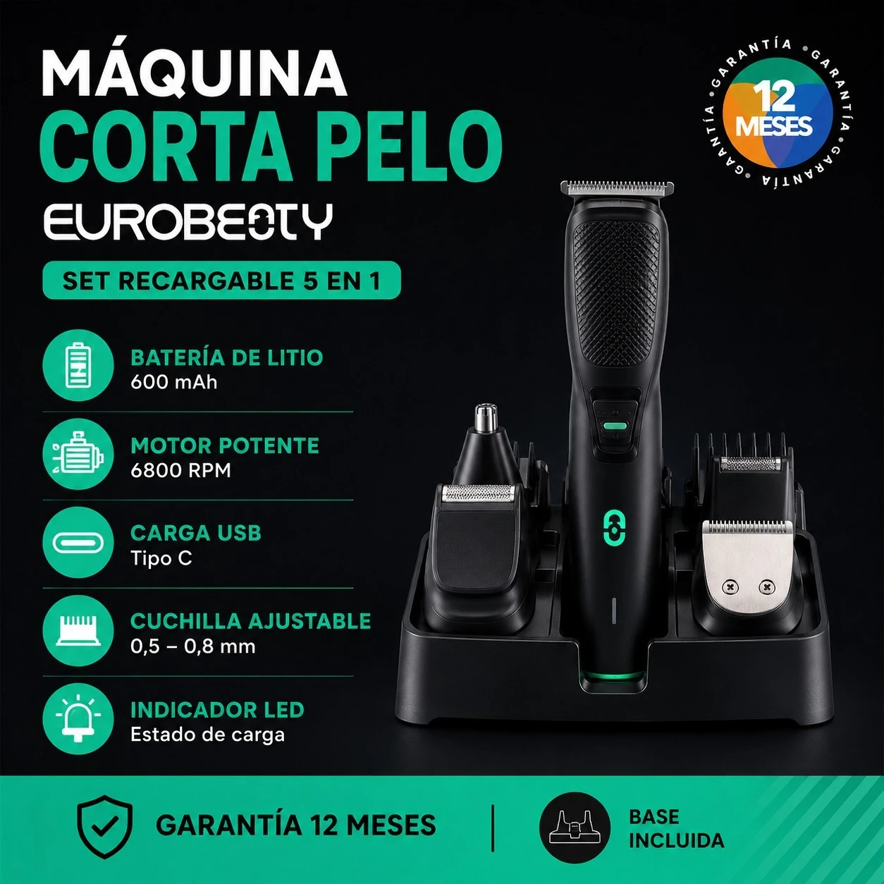 MÁQUINA CORTA PELO EUROBEAUTY 5 EN 1 