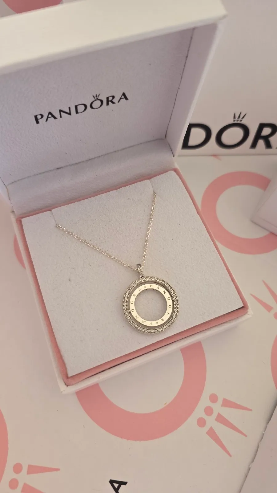 Pandora Spinning Hearts Logo Circle Pendant 2