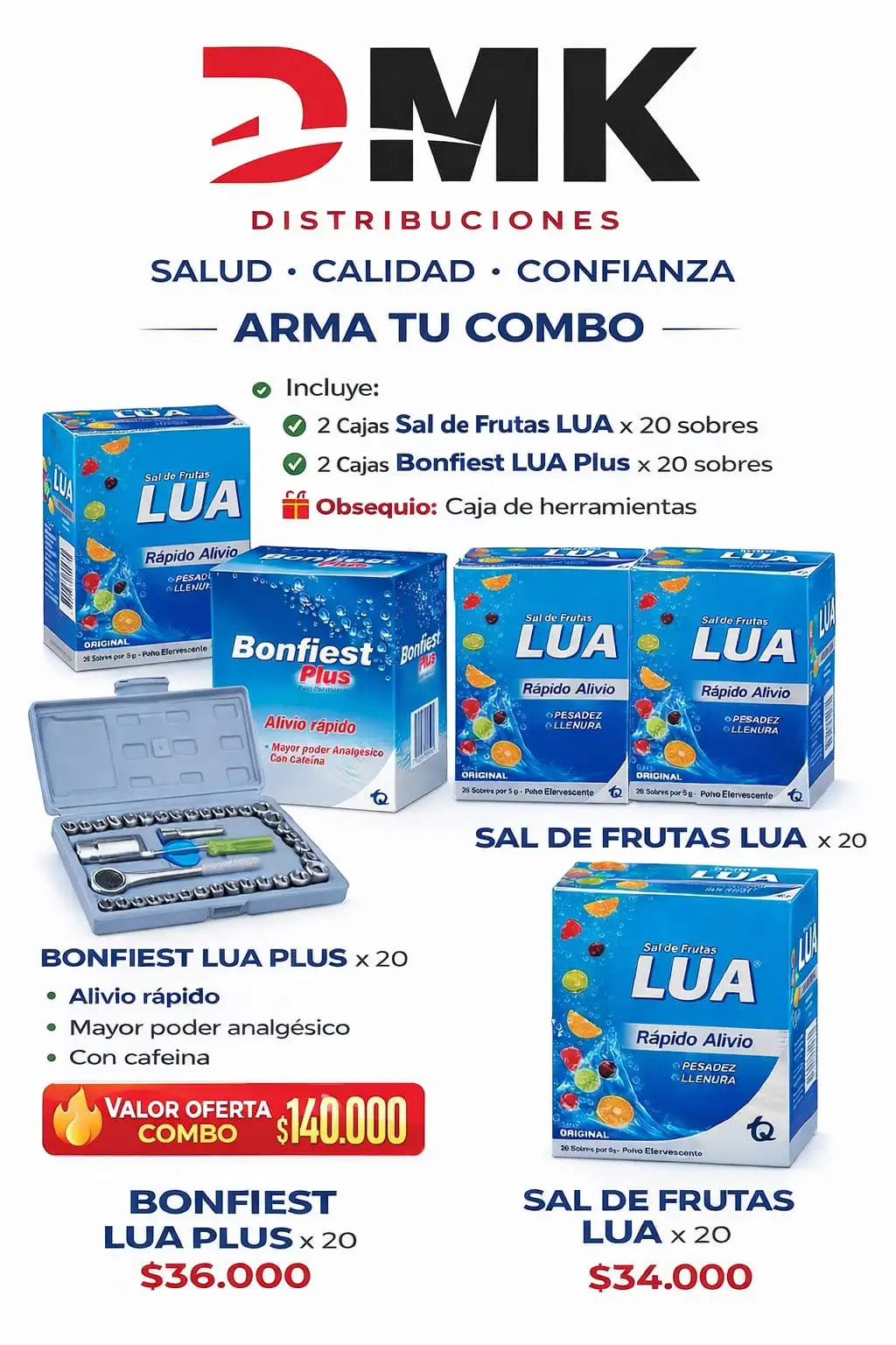 ARMA TU COMBO 4 CAJAS CON BONFIEST X 20 + SALBDE FRUTAS X 20 OBS.CAJA HERRAMIENTA DADOS