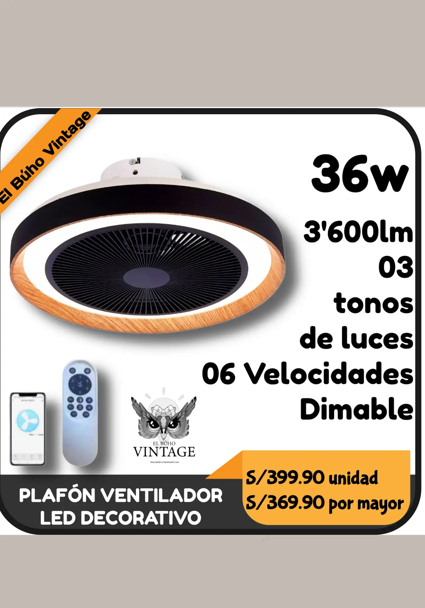 Lámpara Ventilador 36w  4