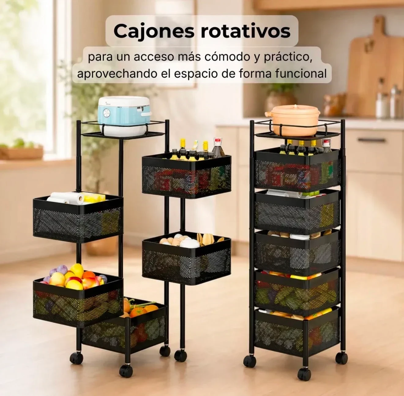 Estante plegable metal 4 niveles C/ruedas*