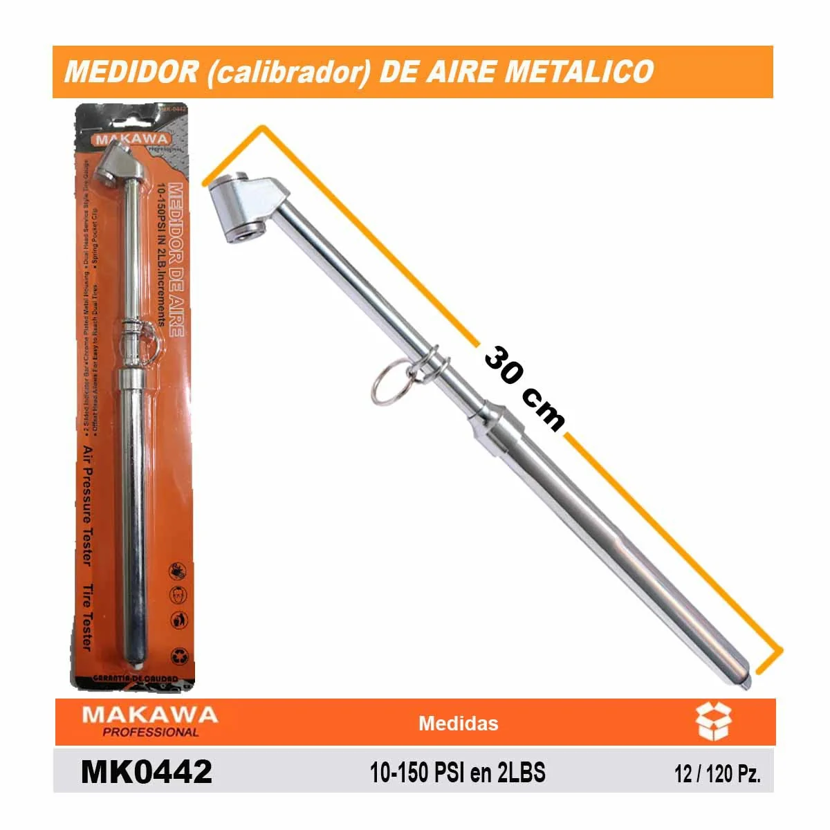 MEDIDOR (calibrador) DE AIRE METALICO MKW 