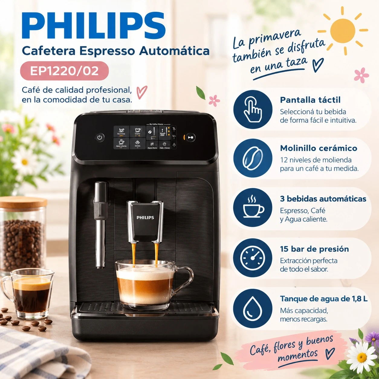 CAFETERA CON MOLINILLO PHILIPS EP1220/02