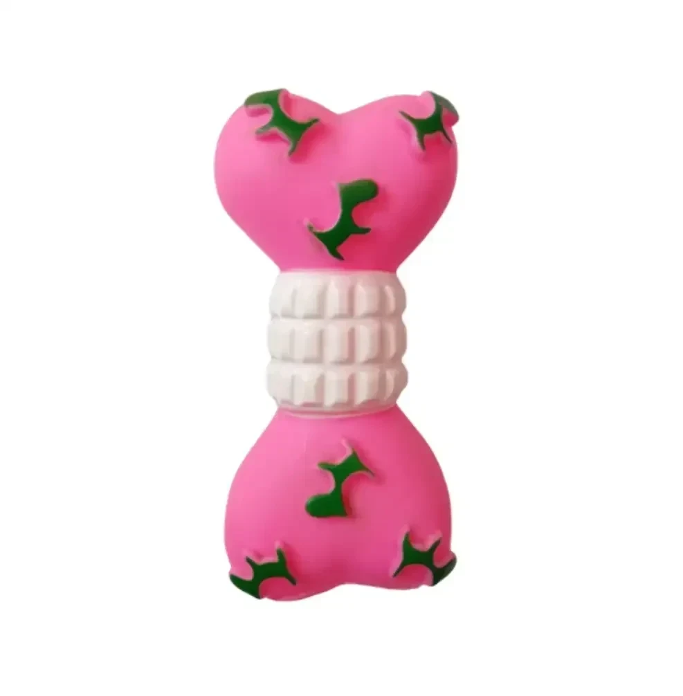 Juguete de goma hueso navideño rosado
