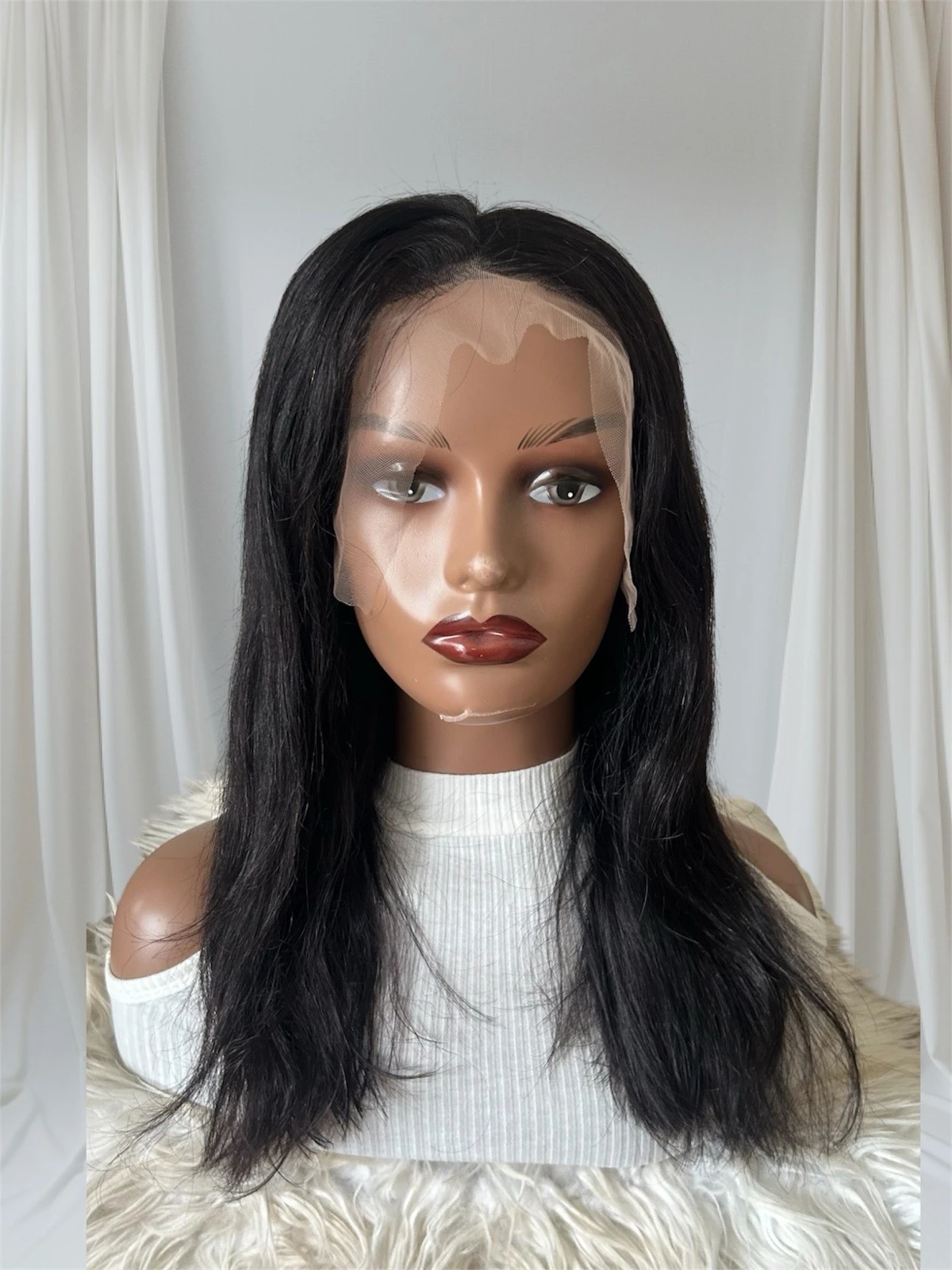 Peluca cabello humano de 18 pulgadas, frontal lace 13x4  3