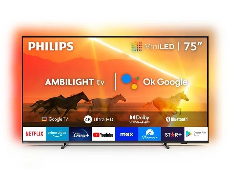 SMART TV PHILIPS 75" MINI LED C/GOOGLE TV Y AMBILIGHT