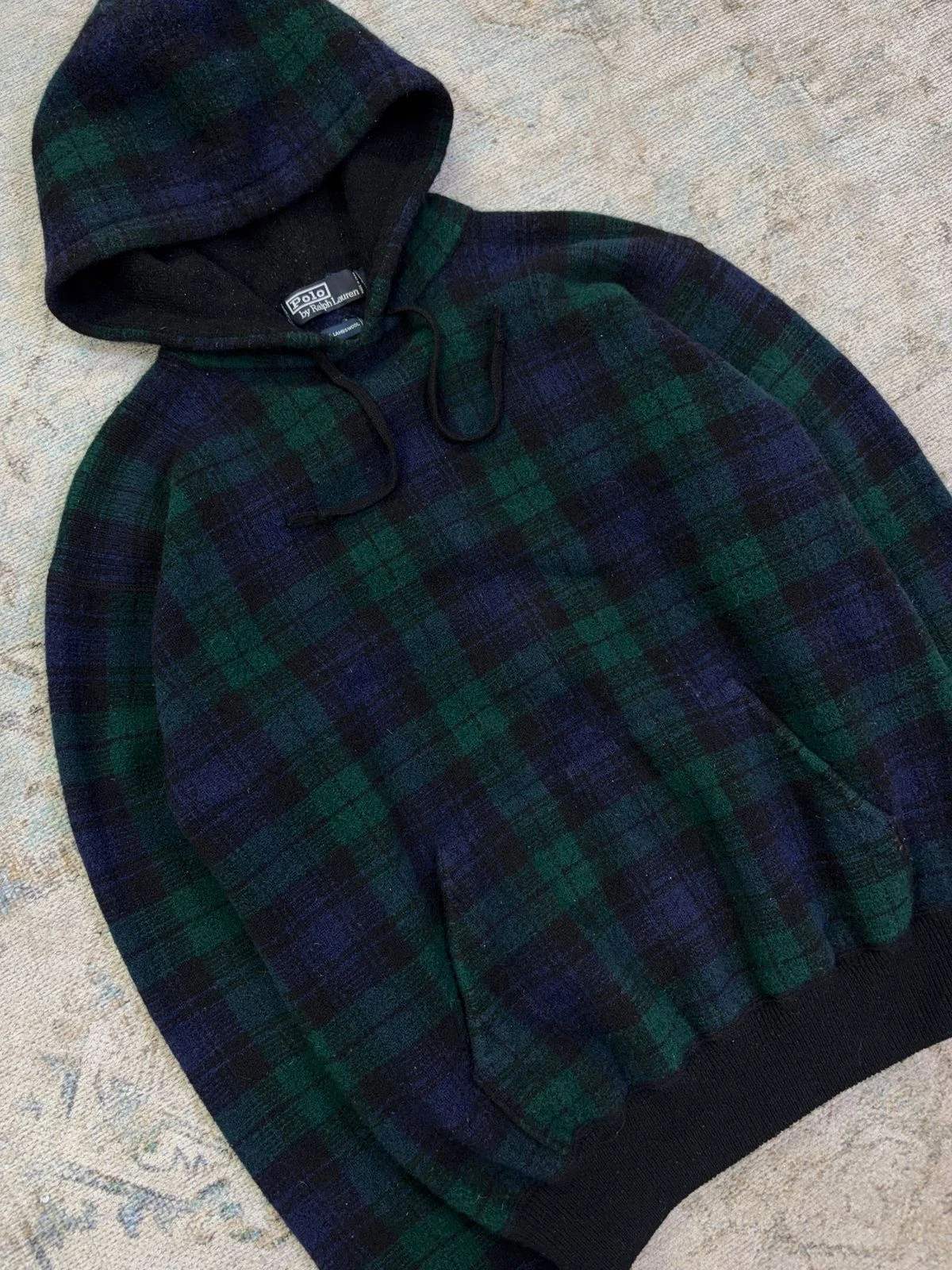 POLO BY RALPH LAUREN 100% LAMBSWOOL TARTAN HOODIE