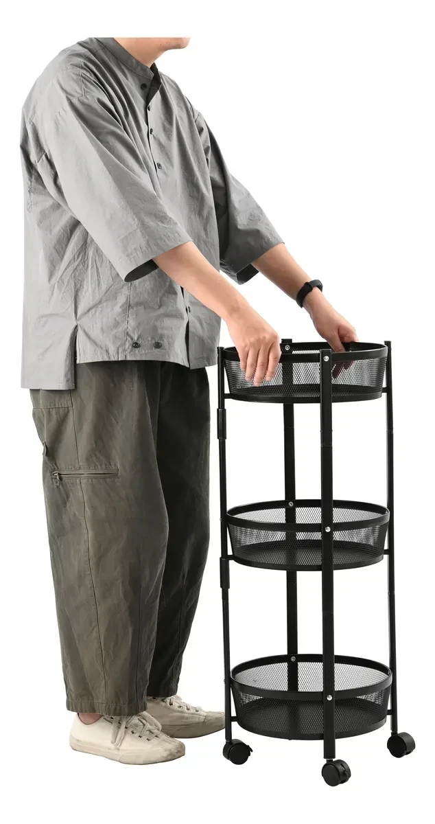 CARRITO CIRCULAR 3 ESTANTES PLEGABLE CON RUEDAS (RY810195) 6
