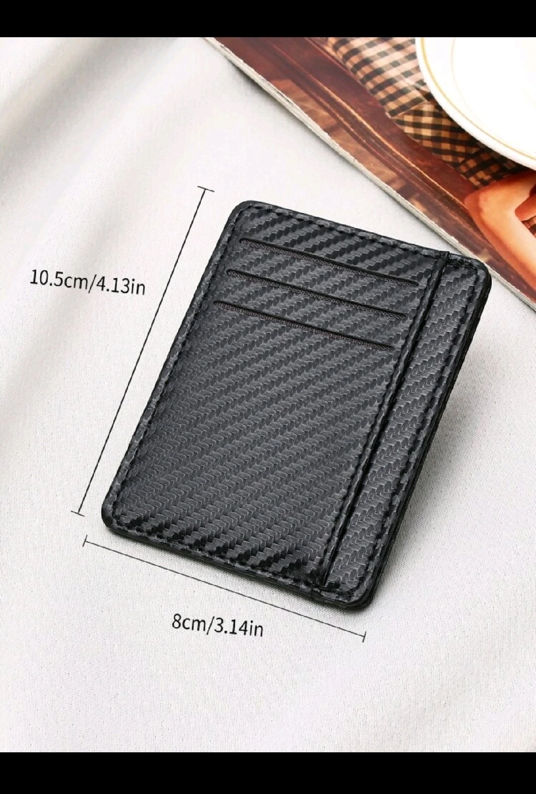 Tarjetero Ultra Delgado para Caballero - Cartera Minimalista en Poliuretano con Textura Fibra de Carbono 3