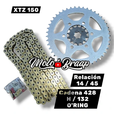 XTZ 150 KIT DE ARRASTRE O'RING / MTZ - RKJRelación 14 / 45 Cadena 428H O'Ring 132 XTZ 150