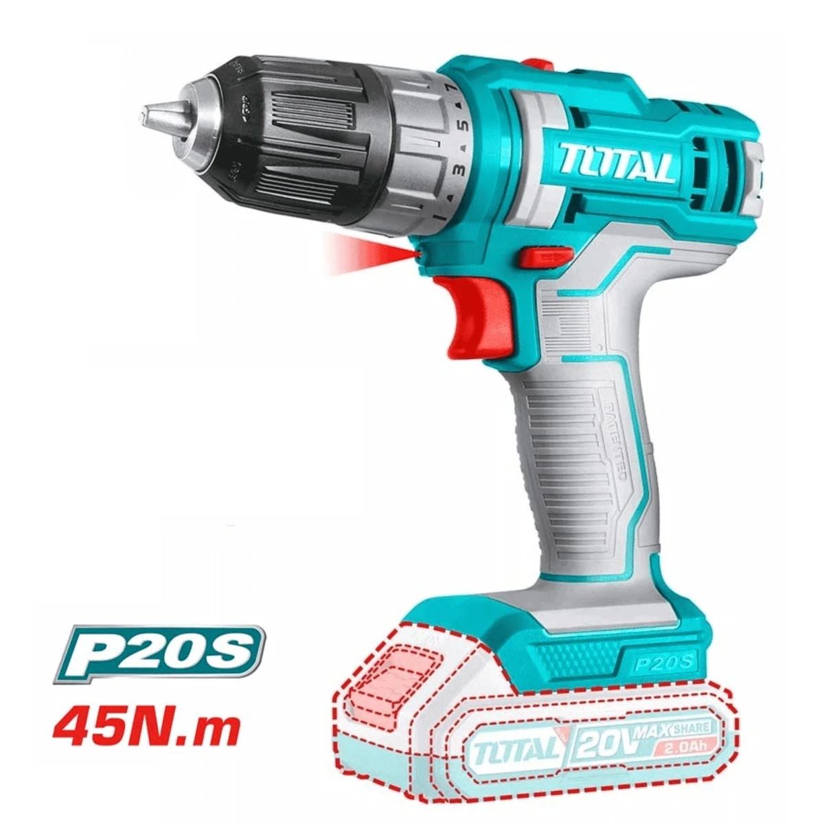 TDLI200518 Taladro atornillador 20v 45 nm incluye bateria y cargador total 3