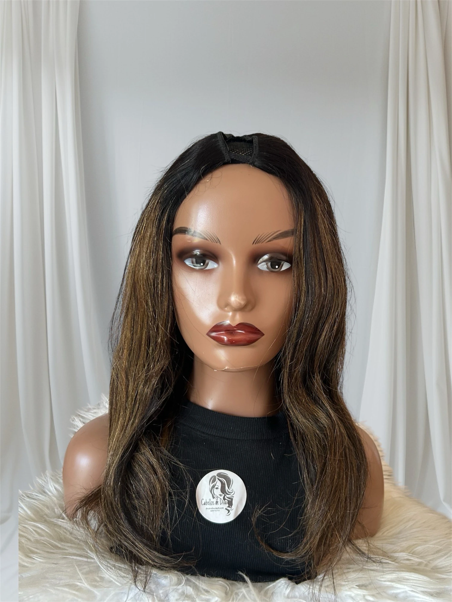 Peluca cabello humano liso en V 18 pulgadas. 2