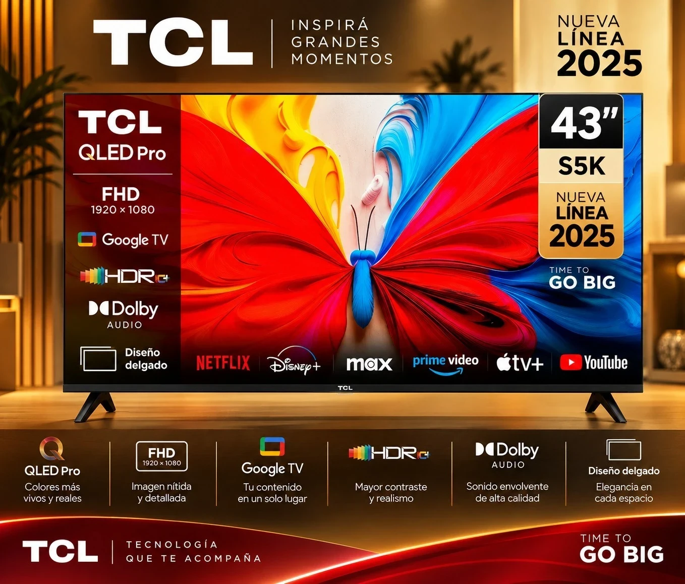 SMART TV TCL 43 FULL HD QLED PRO GOOGLE TV CONSULTAR DISPONIBILIDAD CON EL VENDEDOR 