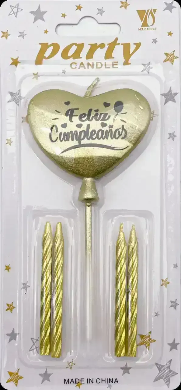Vela corazón "Feliz Cumpleaños" 5 pcs