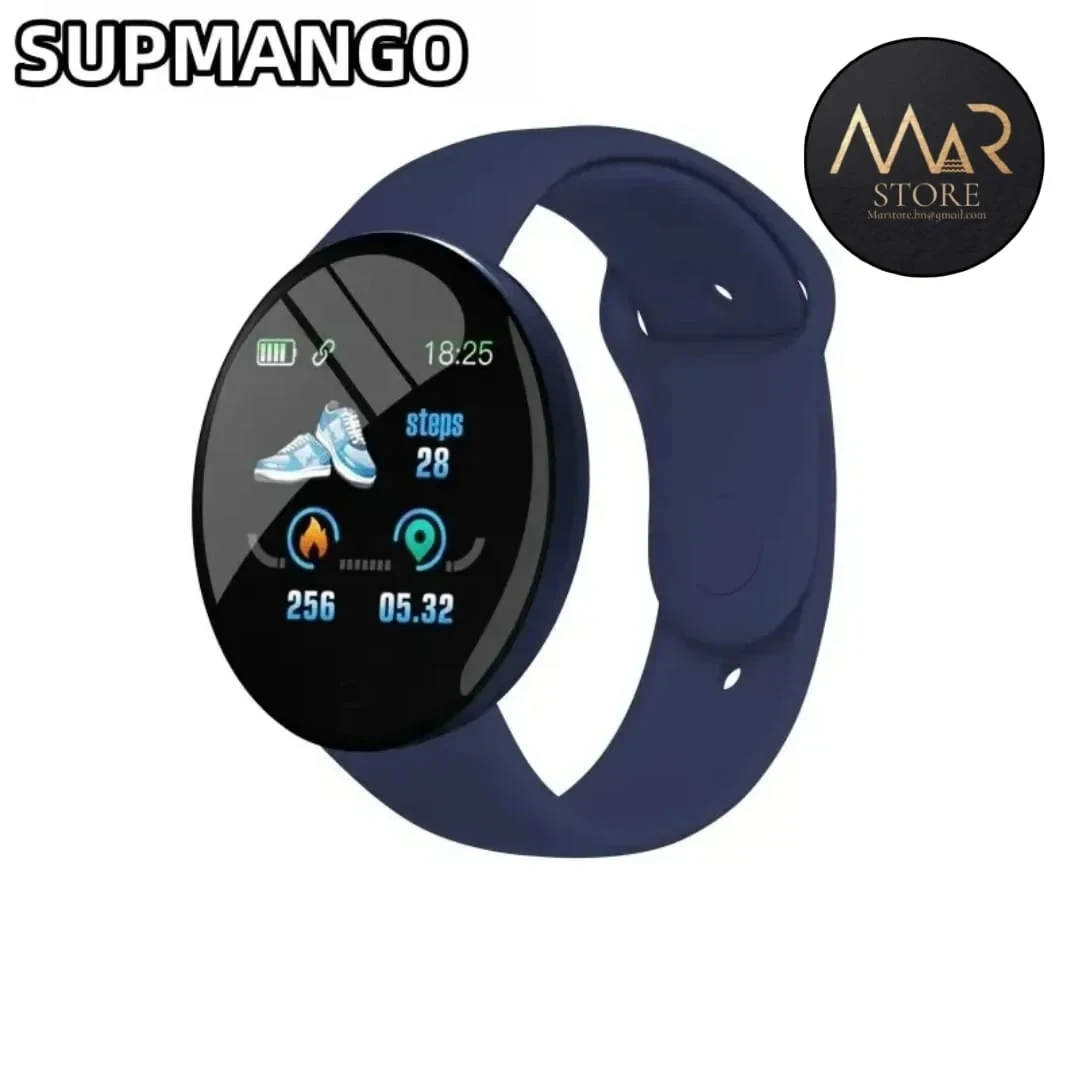 Reloj inteligente azul celeste redondo 