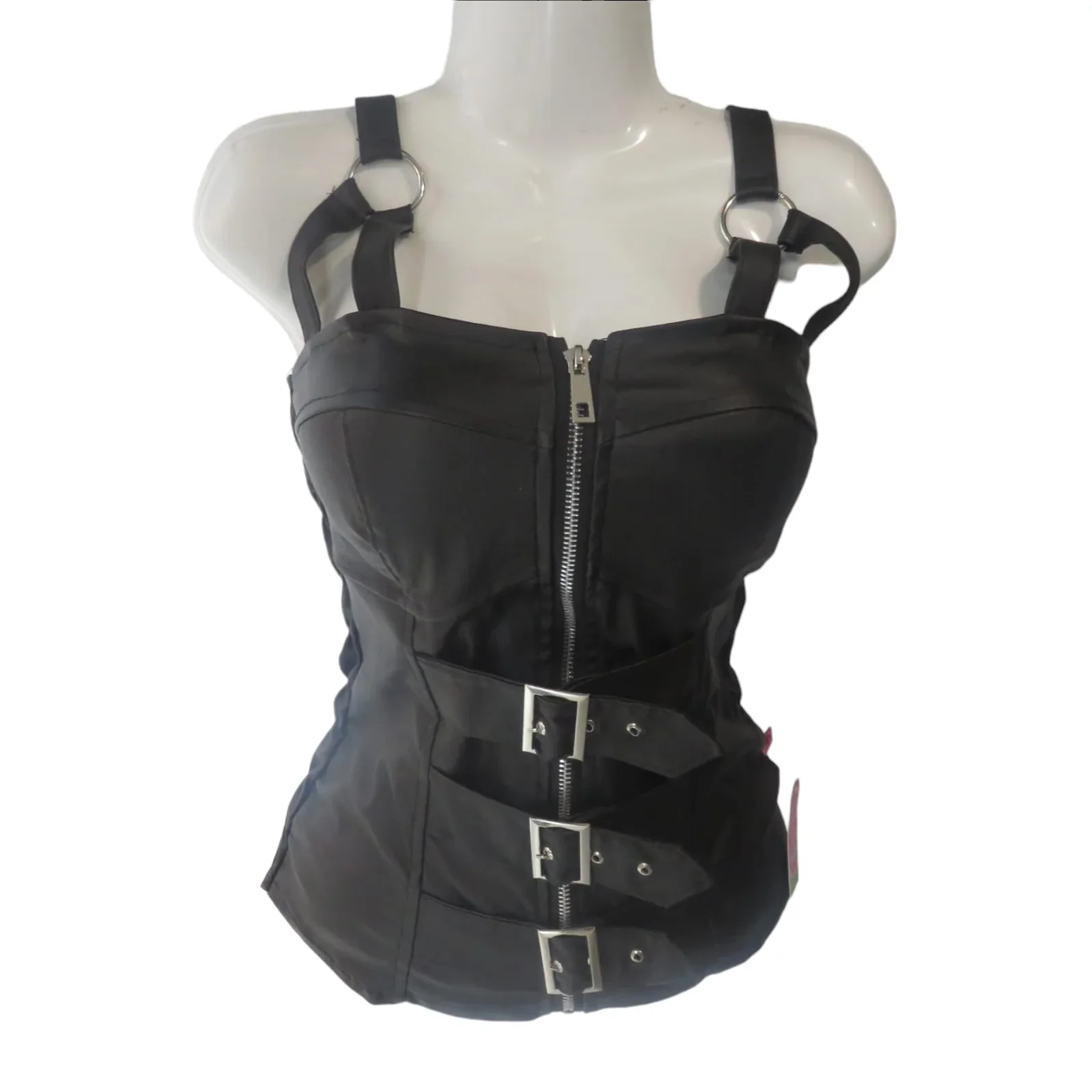 Crop top vinil 3 hebillas
