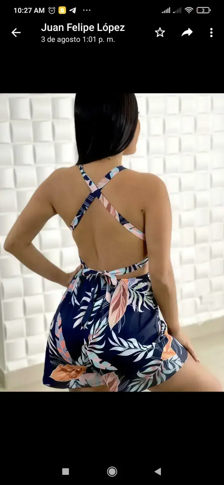 Enterizo estampado corto con escote 2
