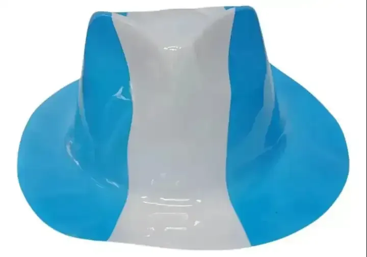 Sombrero/gorro cowboy plastico argentina celeste y blanco  2