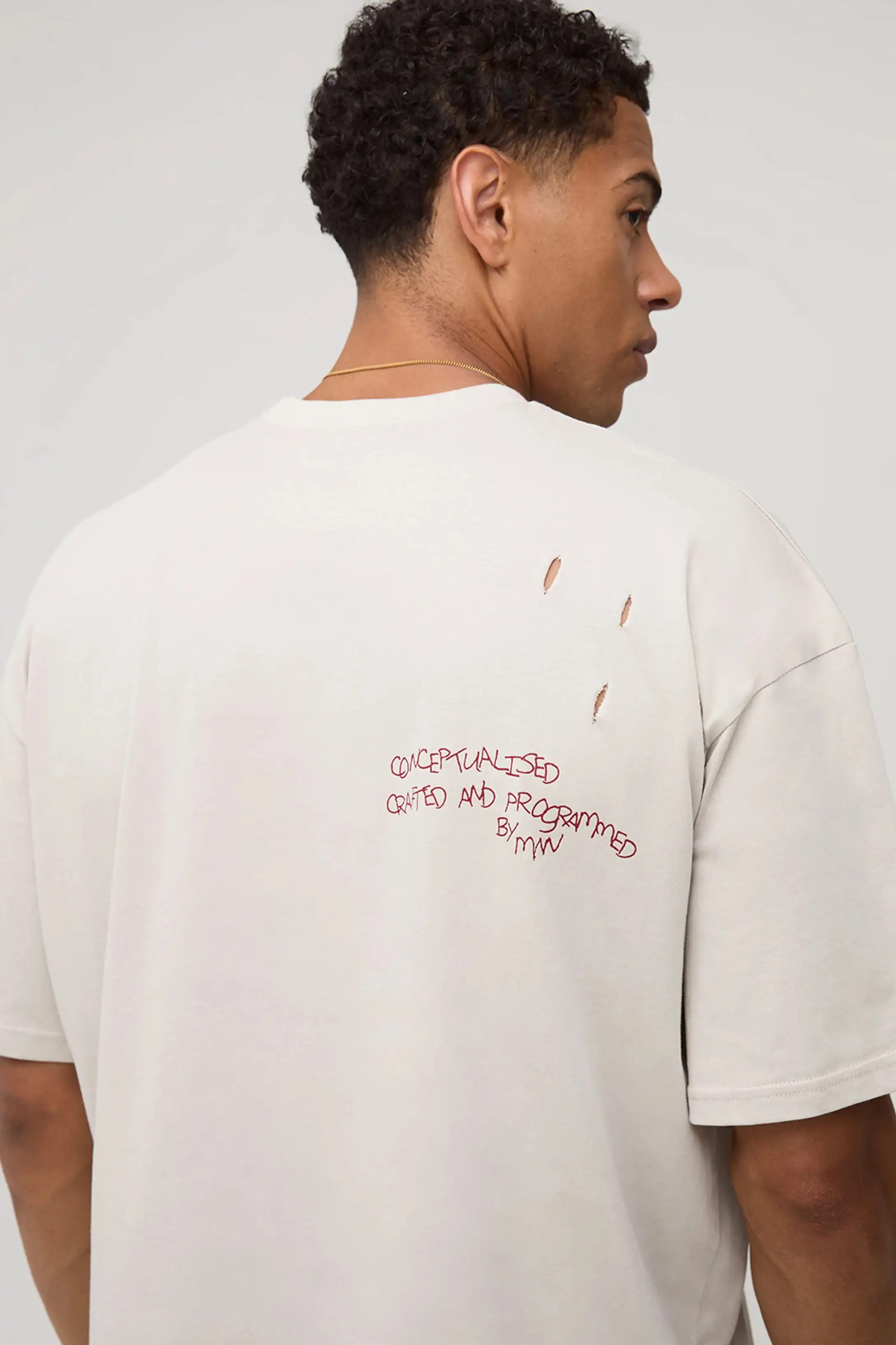 Oversized Distressed T-Shirt- Size L 2