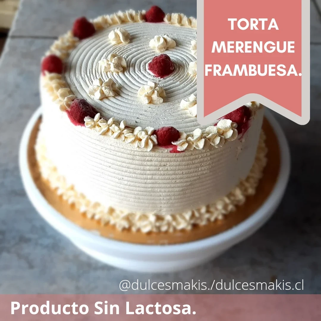 Torta Merengue Frambuesa Congelada. Sin Lactosa. 20 Personas.
