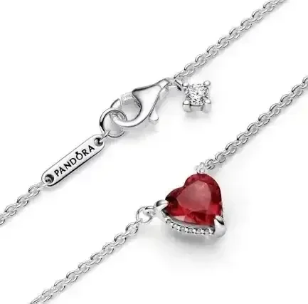 Collar Corazón Halo Brillante Rojo 4