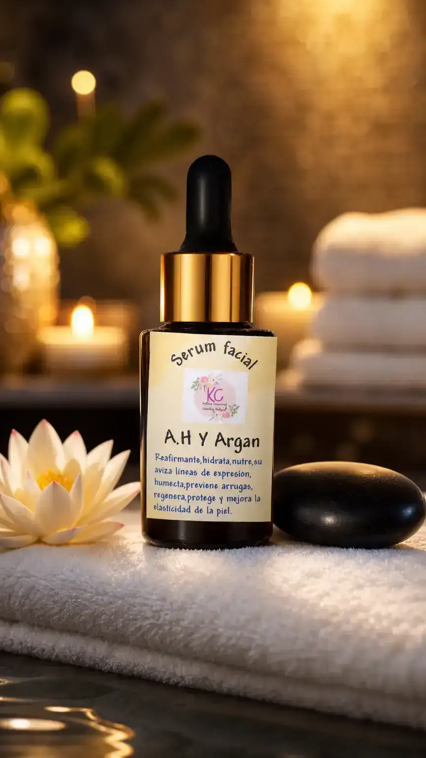 Serum facial 30 ml.con A.H y aceite vegetal de argán . 3