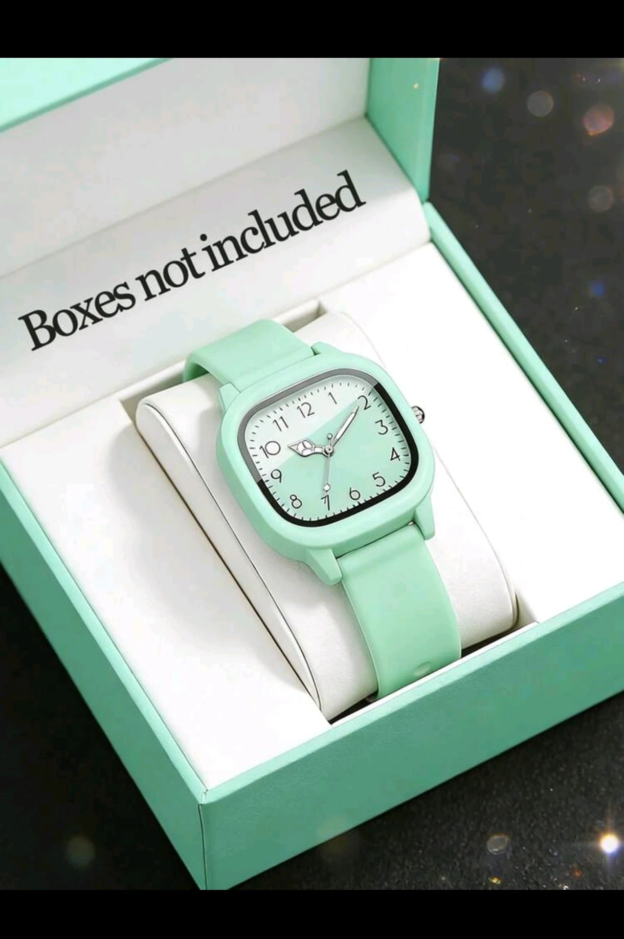 Set de Dama AD ASTRA - Reloj Cuadrado Verde Menta + Brazalete de Corazón 4