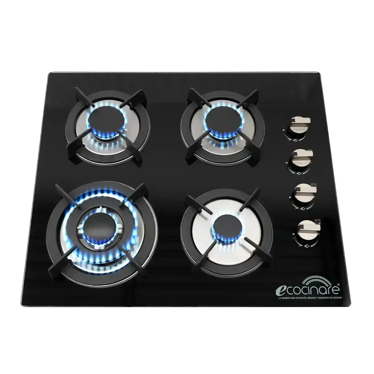 Parrilla empotrable 4 quemadores color negro