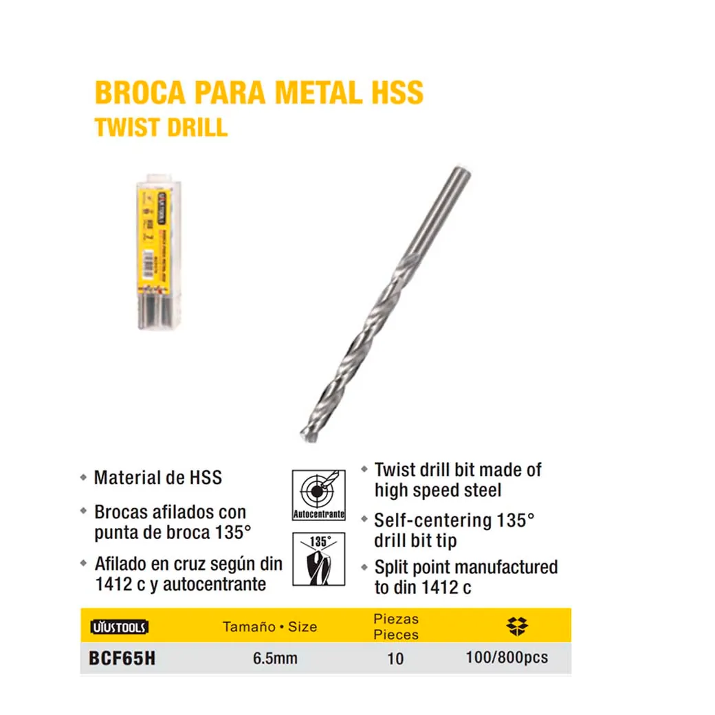 BROCA METAL HSS UYUST 6.5 MM