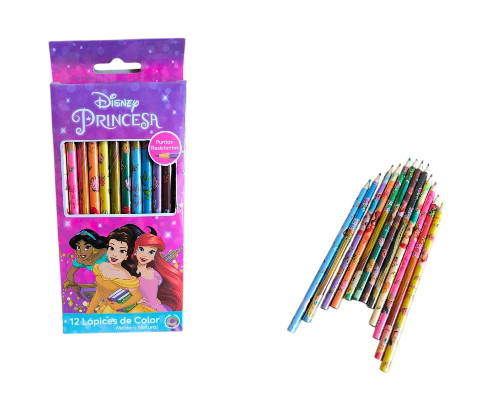 Colores de Madera 12 pz PRINCESAS