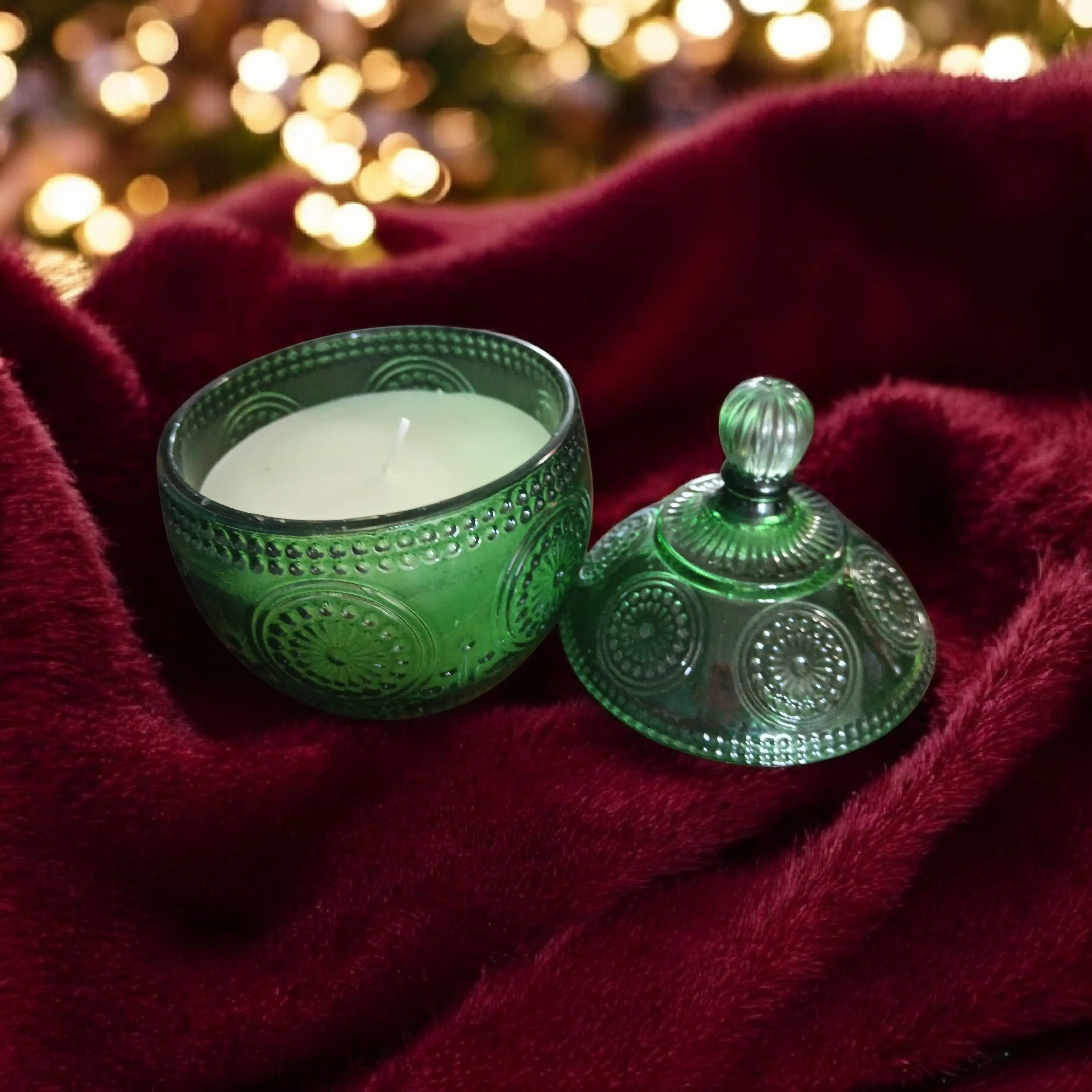 Velas en dulcera de cristal